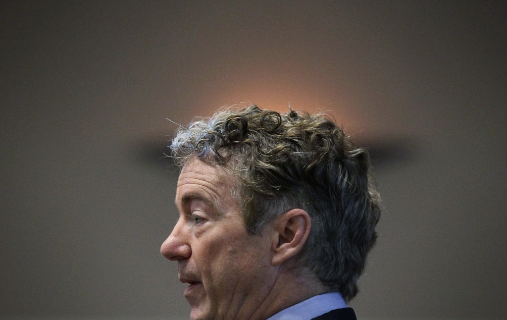 WASHINGTON DC- NOVEMBER 19 Republican presidential candidate Sen. Rand Paul speaks during a'Students For Rand Rally at George Washington University