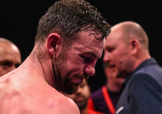 Andy Lee after losing his WBO World Middleweight Title Fight to Billy Joe Saunders in the Manchester Arena