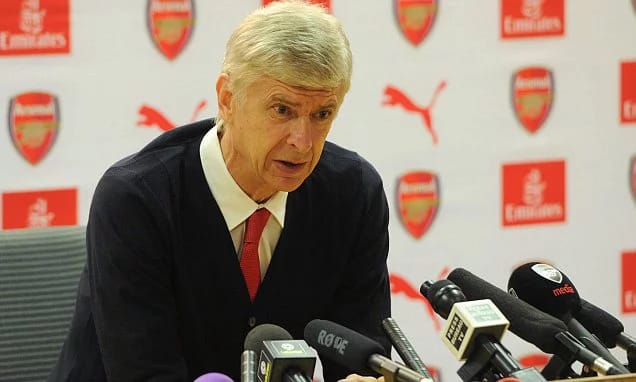 LONDON ENGLAND- OCTOBER 15 Arsenal Manager Arsene Wenger speaks during a press conference at Emirates Stadium