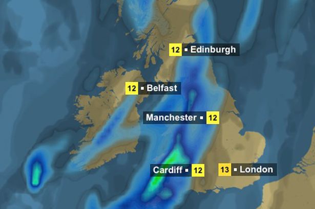 BBC weather map of Storm Frank