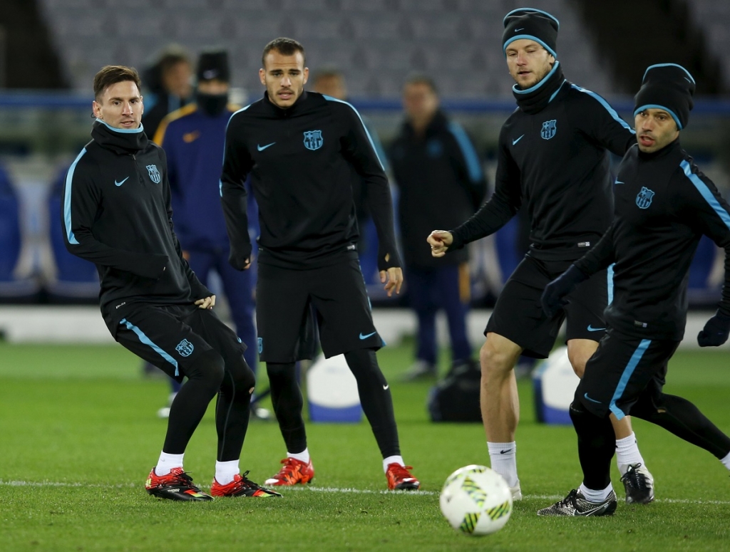 Barcelona's player Lionel Messi attends a training session ahead of their Club World Cup final football match against Argentine club River Plate in Yokohama south of Tokyo Japan yesterday. – Reuters pic