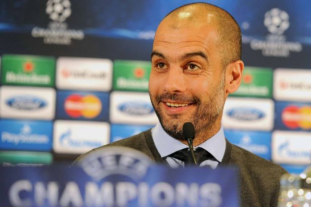 Bayern Munich manager Pep Guardiola speaks during a press conference