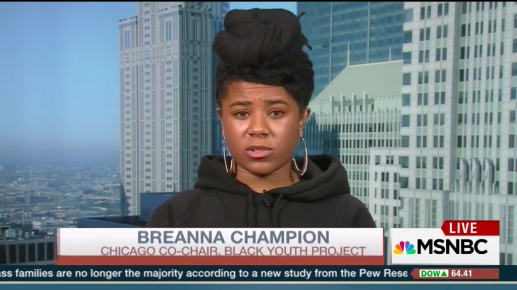 Black Lives Matter activist Breanna Champion on MSNBC Thursday Dec. 10