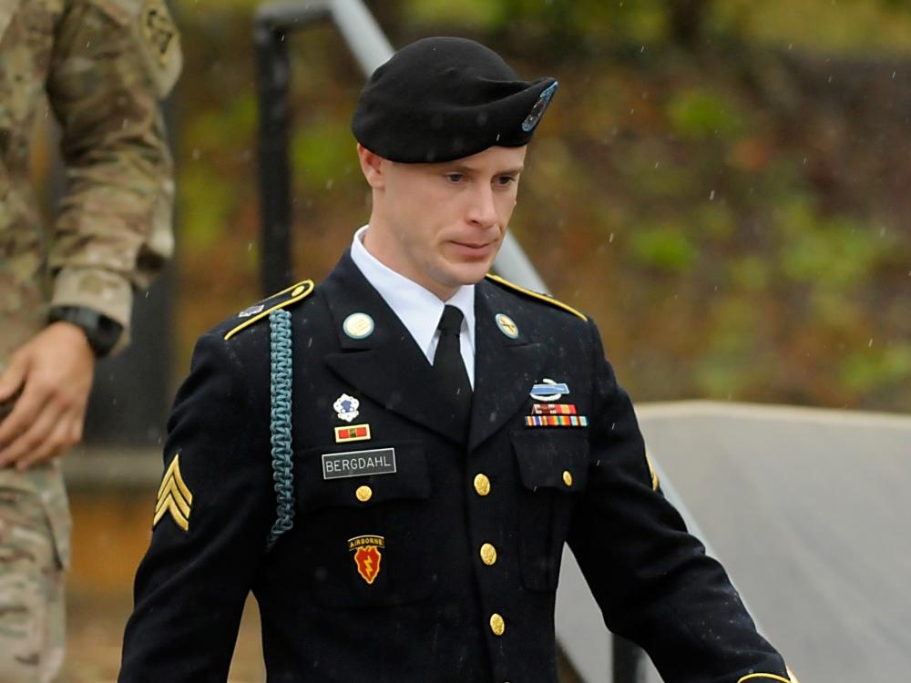 Army Sgt. Bowe Bergdahl leaves a military courthouse Tuesday in Fort Bragg N.C. Bergdahl was arraigned on charges of desertion and endangering troops stemming from his decision to leave his outpost in Afghanistan in 2009