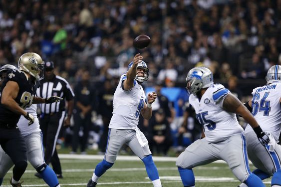 Matthew Stafford passes in the first half of an NFL football game against the New Orleans Saints in New Orleans Monday Dec. 21 2015