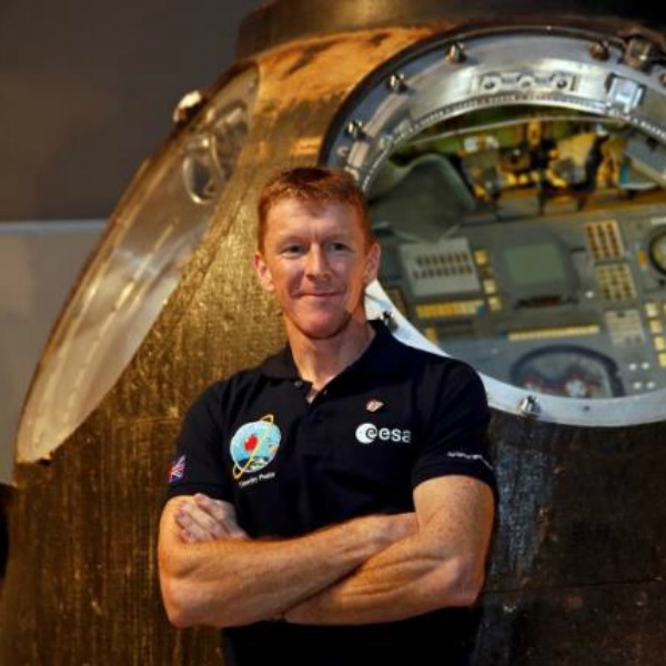 British astronaut Tim Peake poses before a news conference at the Science Museum in London