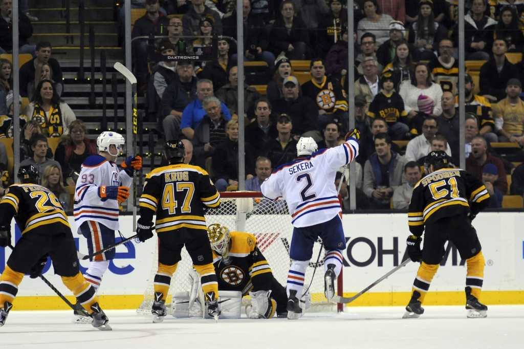 Andrej Sekera scores the game winning goal in OT Bob DeChiara-USA TODAY Sports