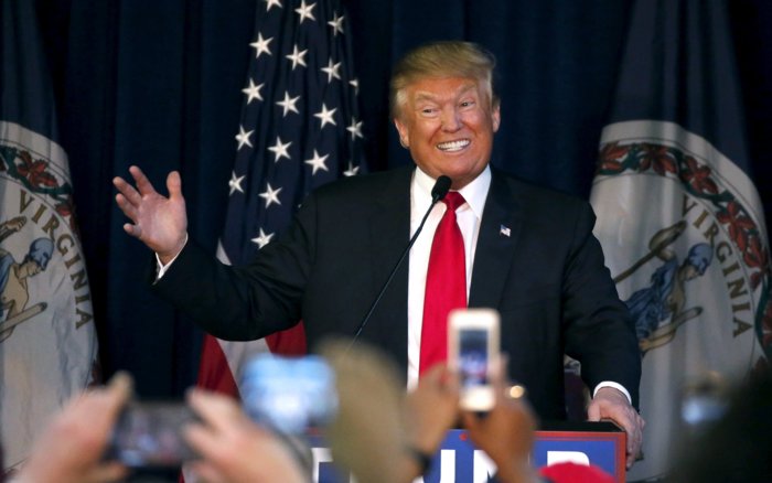 Republican presidential candidate Trump speaks at his campaign