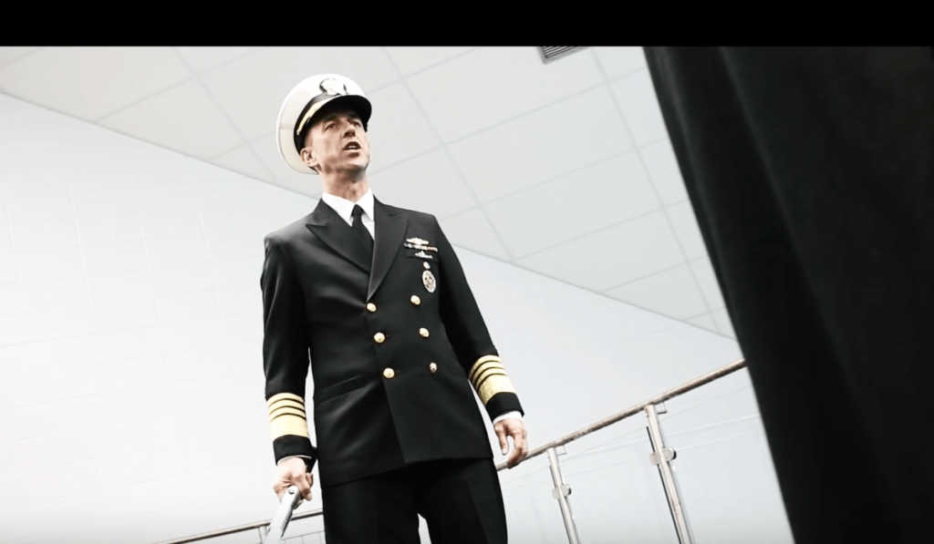 Chief of Naval Operations Adm. John Richardson appears light saber in hand to save the day ahead of the 2015 Army Navy football game