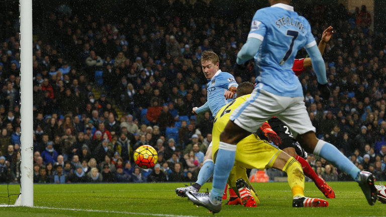 City's opener was scored by Kevin De Bruyne after a Maya Yoshida mistake