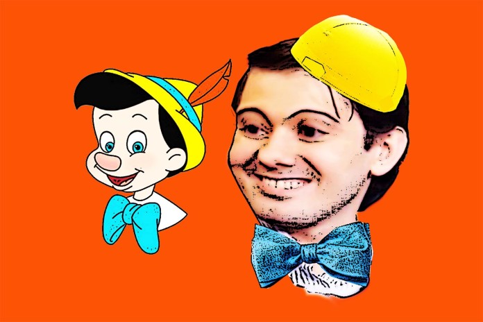 Arrested Martin Shkreli and Pinocchio