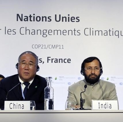 From L-R Xie Zhenhua Special Representative for Climate Change of China Prakash Javadekar Minister of State for Environment