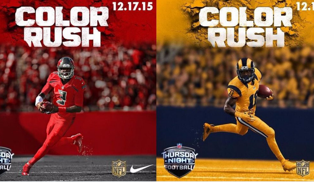 'Color Rush uniforms for the Tampa Bay Buccaneers and St. Louis Rams