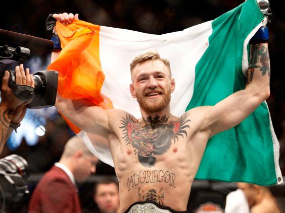 Conor Mc Gregor celebrates his victory