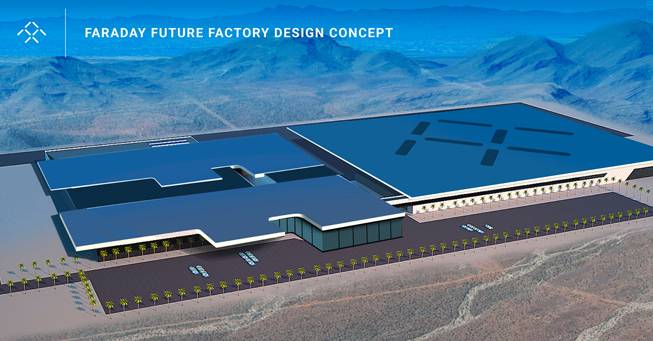 Courtesy Faraday Future Rendering of planned Faraday Future auto plant in North Las Vegas