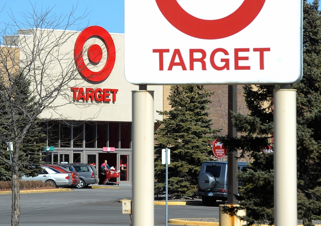 A shopper leaves a Target store in St Louis Park Minnesota