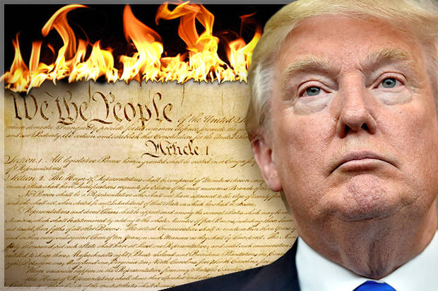 Who needs a Constitution anyway? Donald Trump sets the First Amendment on fire