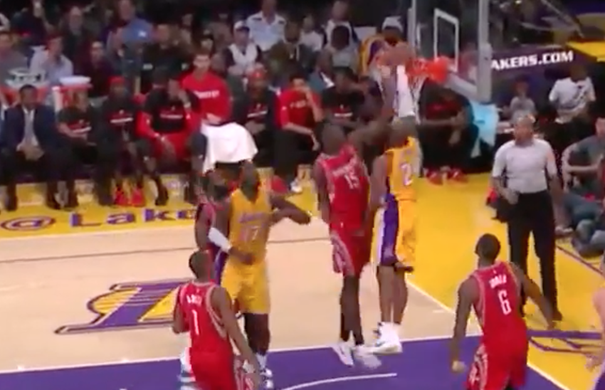 Kobe Bryant Enters Time Machine Dunks Hard on Clint Capela