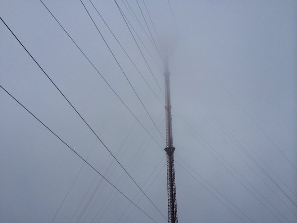 Heavy fog outside the WBAL studios on Christmas morning