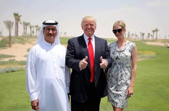 Damac's CEO Hussain Sajwani Donald Trump and daughter Ivanka Trump at Trump International Golf Course Dubai