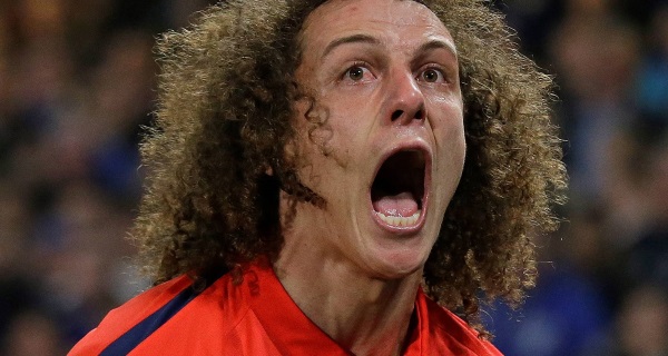 David Luiz celebrates scoring the late equalising goal last March