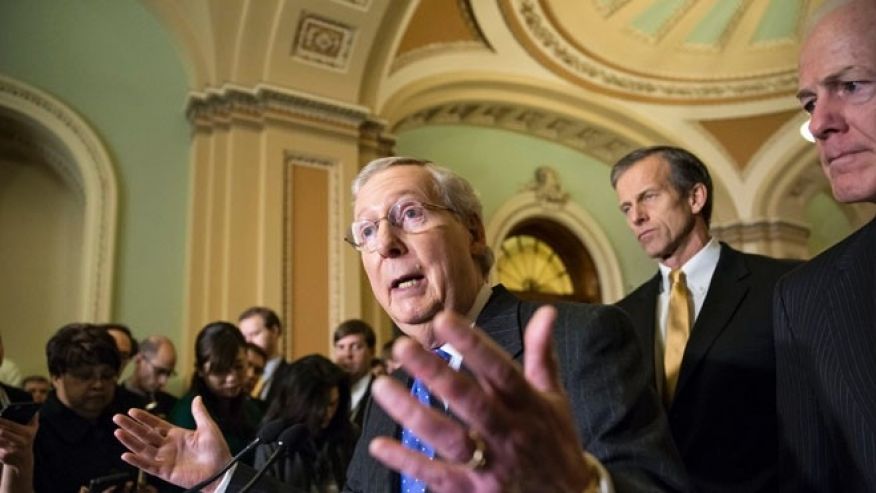 Dec. 15 2015  GOP Sens. Mitch McConnell John Thune John Cornyn on Capitol Hill in Washington D.C