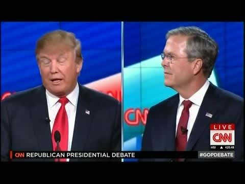 In response to the first question at Tuesday’s GOP debate Jeb Bush once again tried to make insults stick to the Republican frontrunner