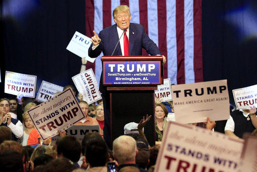 U.S. Republican presidential candidate Donald Trump speaks at a rally at the Birmingham Jefferson Civic Complex in Birmingham Ala. Nov. 21 2015