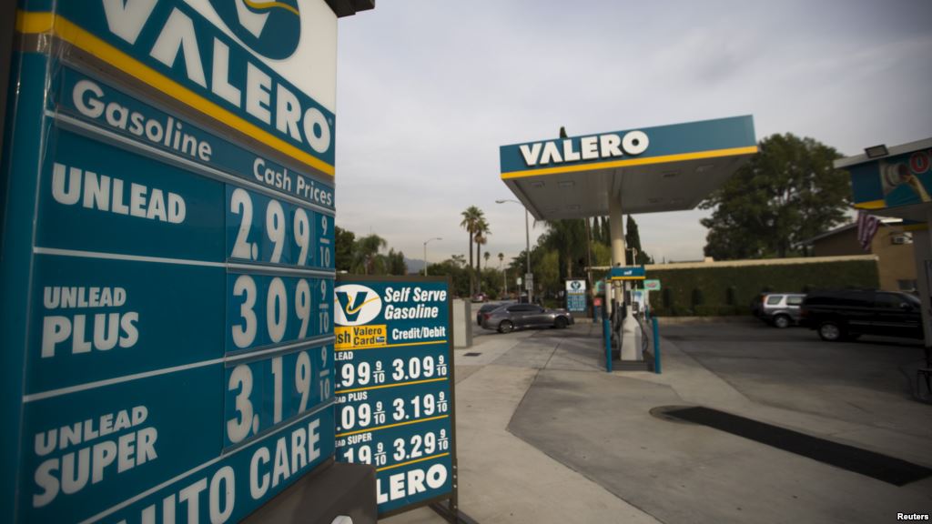 FILE- The prices at a Valero Energy Corp gas station are