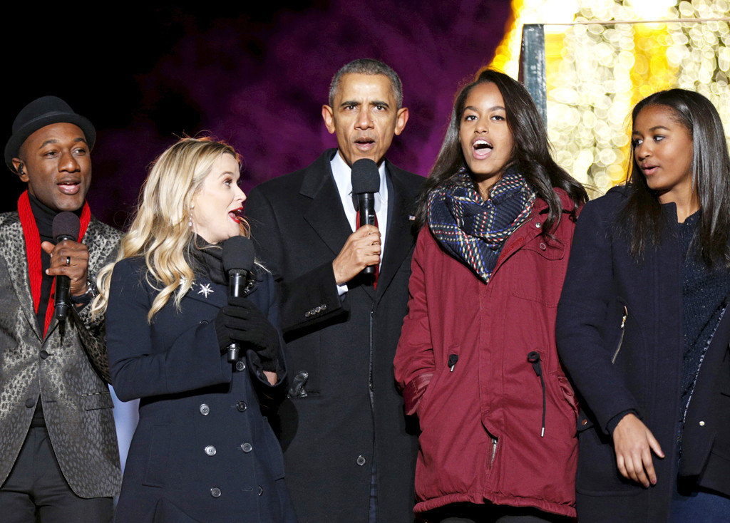 Barack Obama Aloe Blacc Reese Witherspoon Malia Obama Sasha Obama