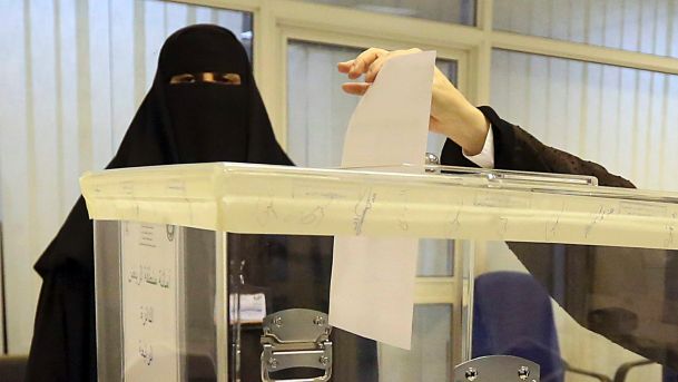 Haifa al-Hababi a candidate for Saudi Arabia's municipal elections gives an interview in the capital Riyadh before the vote in which women were included as candidates and voters for the first time