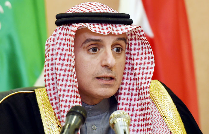 Foreign Minister Adel Al Jubeir speaks during a press conference in Riyadh Thursday. — AFP