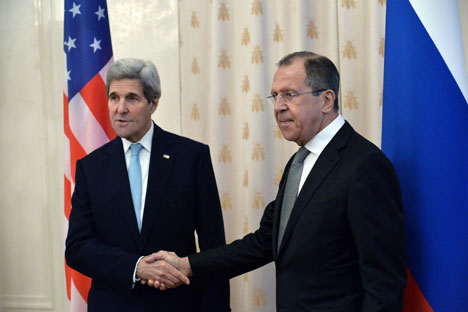 Russian Foreign Minister Sergey Lavrov meets with US Secretary of State John Kerry