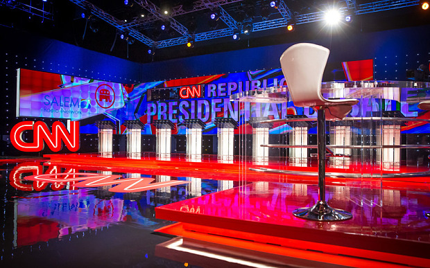 General view inside the Venetian hotel and casino ahead of the CNN Republican Presidential Debate