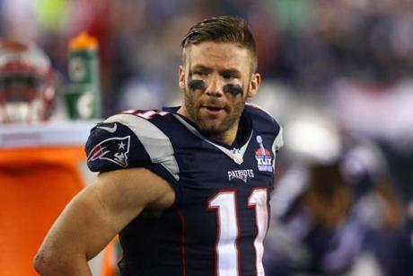 FOXBORO MA- SEPTEMBER 10 Julian Edelman #11 of the New England Patriots looks on from the sideline against the Pittsburgh Steelers at Gillette Stadium