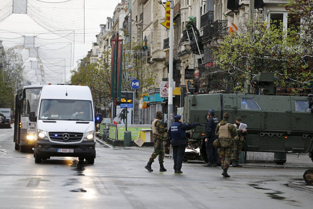 Armed police in Brussels