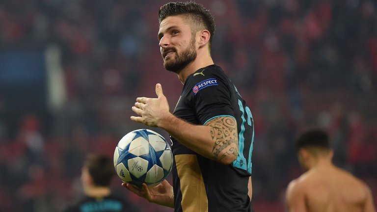 Olivier Giroud took home the matchball after a hat-trick