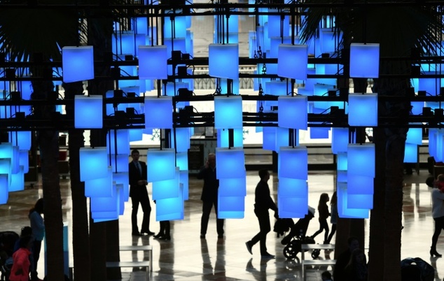 Hanging'Luminaries at the Winter Garden at Brookfield Place in Lower Manhattan