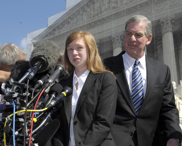 Abigail Fisher the Texan involved in the University of Texas affirmative action case accompanied by her attorney B