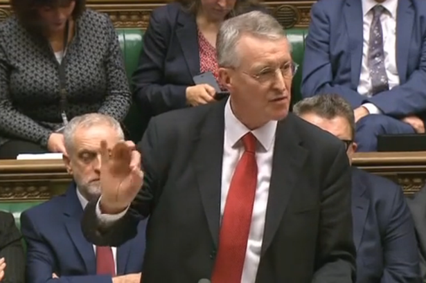 Hilary Benn makes his points heard during his speech in the Commons yesterday