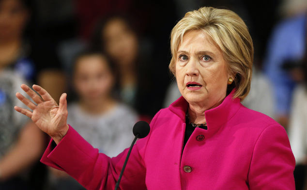 Democratic presidential candidate Hillary Clinton speaks about recent comments from Republican presidential candidate Donald Trump during a campaign stop Tue