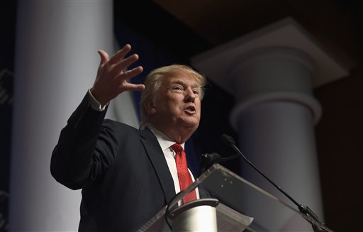 Republican presidential candidate Donald Trump speaks at the Republican Jewish Coalition Presidential Forum in Washington Thursday Dec. 3 2015