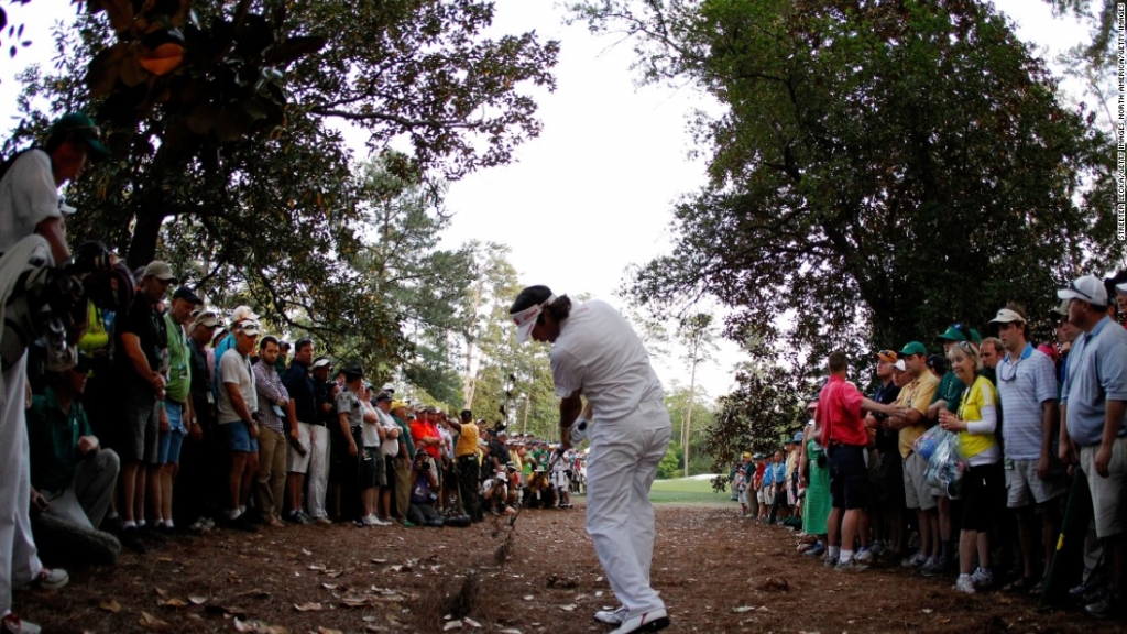 Bubba Watson conjured a miraculous hook out of the trees on Augusta's 10th hole in the play-off against Louis Oosthuizen to set up his first Masters title in 2012