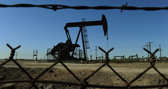 Oil pumps in operation at an oilfield near central Los Angeles