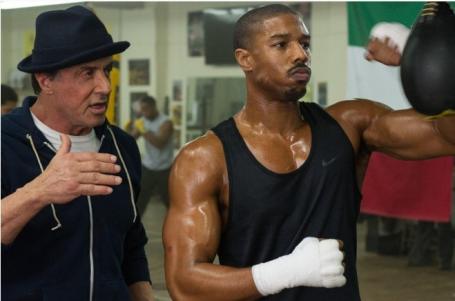 Image Text
 BOXING Sylvester Stallone with Michael B Jordan in Creed