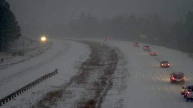 Interstate 17 is covered with snow just south of Flagstaff Monday Dec. 14