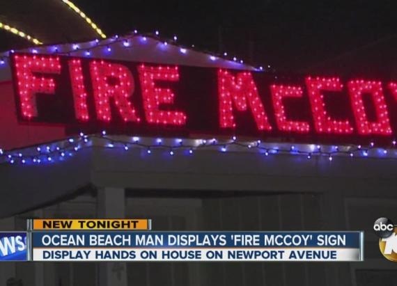 Chargers Fan Fed Up Installs Giant'Fire McCoy Sign