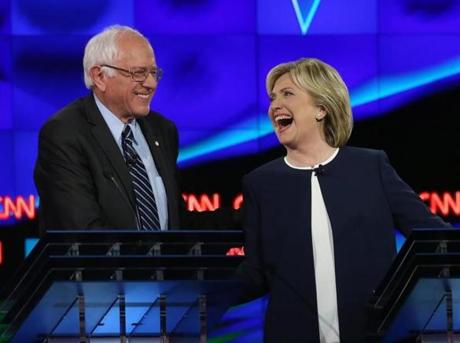 Democratic presidential candidates Bernie Sanders and Hillary Clinton were seen at a CNN debate in October