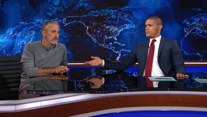 Jon Stewart and Trevor Noah