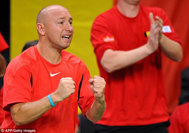 Julien Hoferlin cheers up his players during the 2008 Davis Cup World Group Play-off with Switzerland